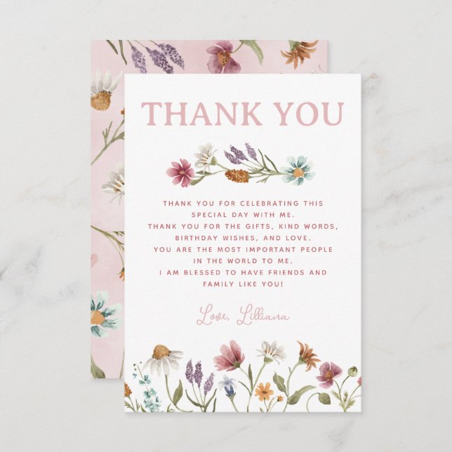 Spring Wildflower Thank You Card (Front/Back)