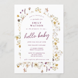 Spring Wildflower Watercolor Custom Hello Baby Invitation