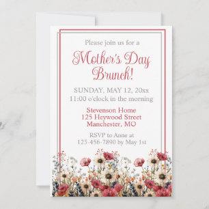 Spring Wildflower Watercolor Mother's Day Brunch  Invitation