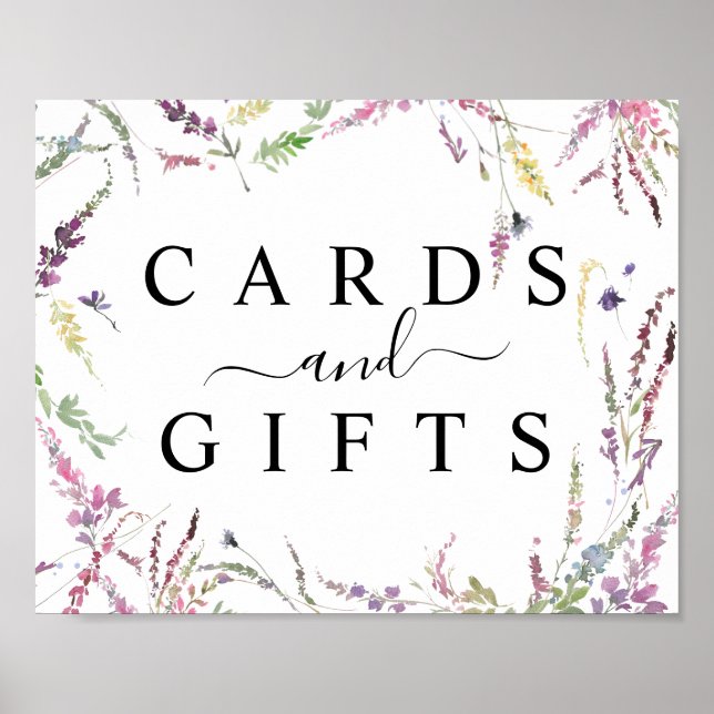 Spring Wildflower Wedding Cards & Gifts Table Sign (Front)