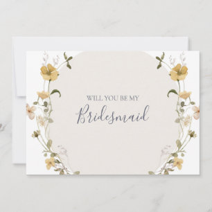 Spring Wildflower White Bridesmaid Proposal Card