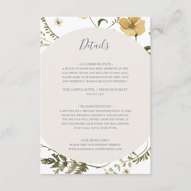 Spring Wildflower | White Details Enclosure Card (Front)