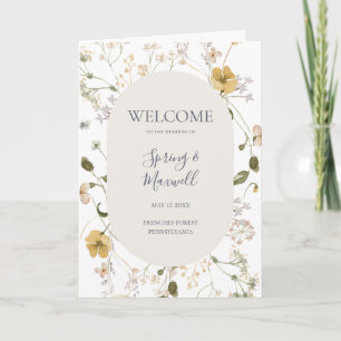 Spring Wildflower   White Folded Wedding Program Programme