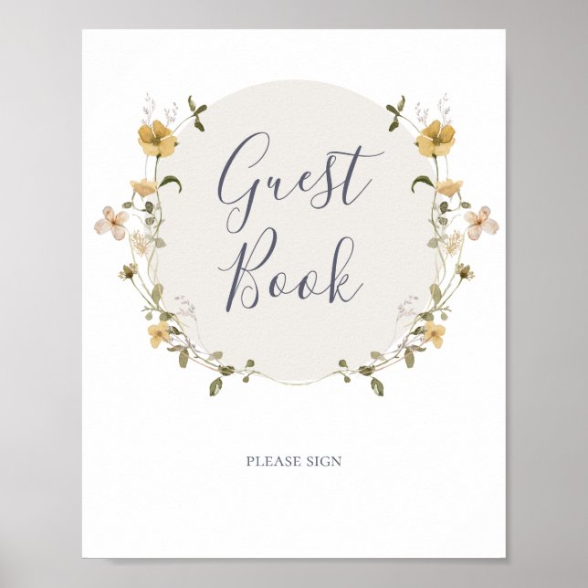 Spring Wildflower | White Guest Book Sign (Front)