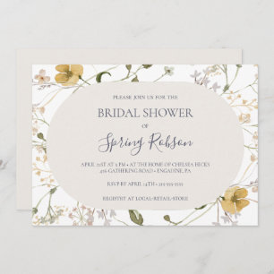 Spring Wildflower   White Horizontal Bridal Shower Invitation