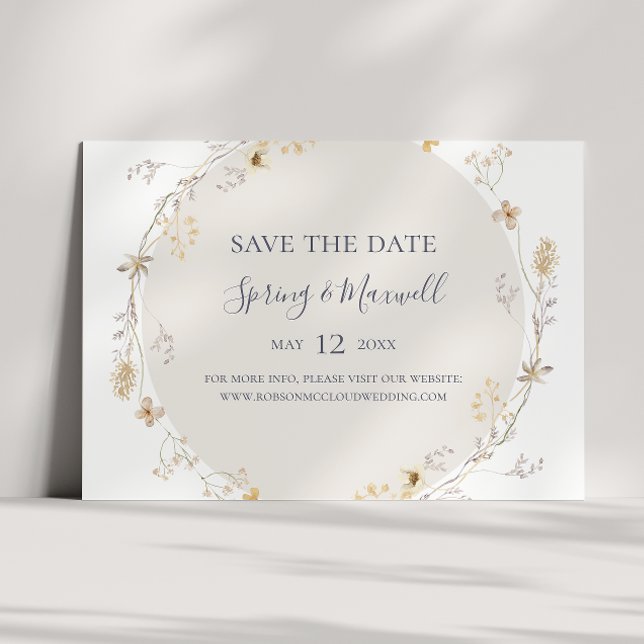 Spring Wildflower | White Horizontal Save the Date (Creator Uploaded)