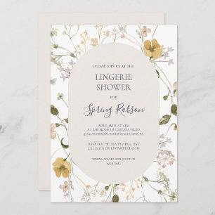 Spring Wildflower   White Lingerie Shower Invitation