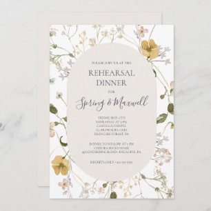 Spring Wildflower White Rehearsal Dinner Invitation