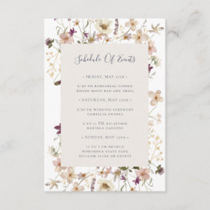 Spring Wildflower White Schedule of Events Card