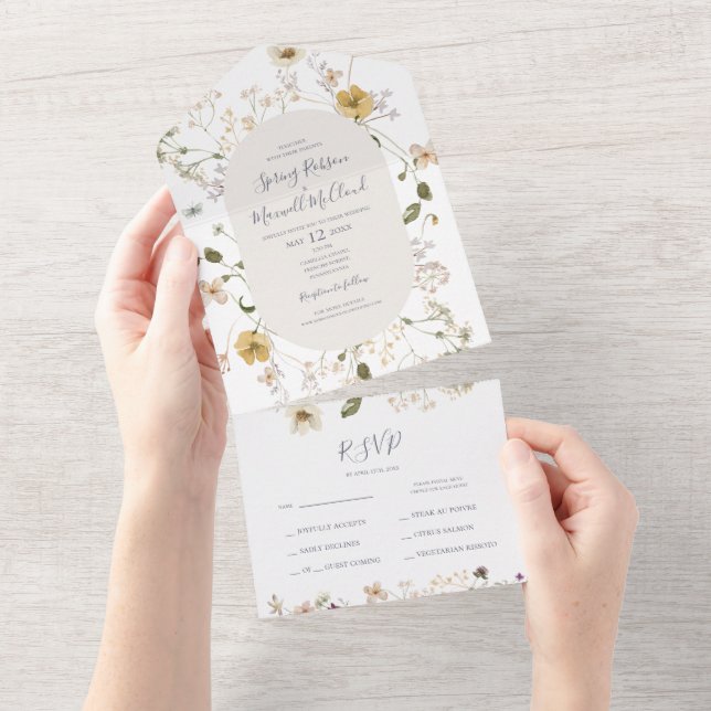 Spring Wildflower | White Seal And Send All In One Invitation (Tearaway)