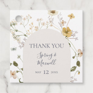 Spring Wildflower White Thank You Favour Tags