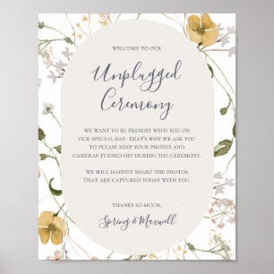 Spring Wildflower White Unplugged Ceremony Sign