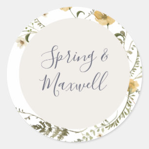 Spring Wildflower   White Wedding Envelope Seals