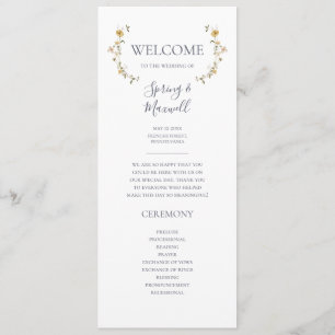 Spring Wildflower White Wedding Program Programme