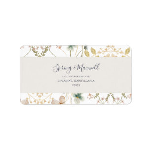 Spring Wildflower   White Wedding RSVP Address Label
