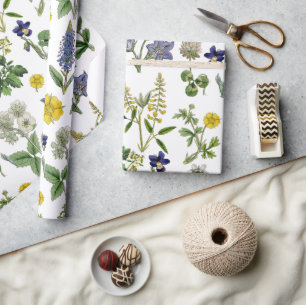Spring Wildflower Yellow and Purple Floral Wrapping Paper