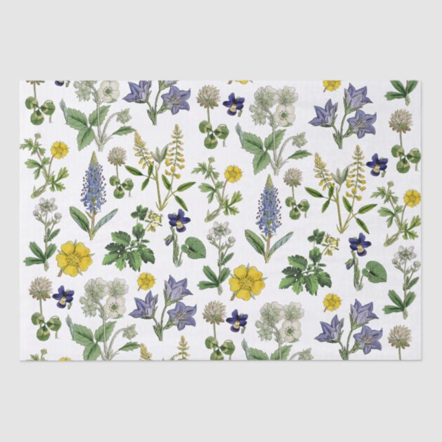 Spring Wildflower Yellow Purple Floral Buttercup Tissue Paper (Front)