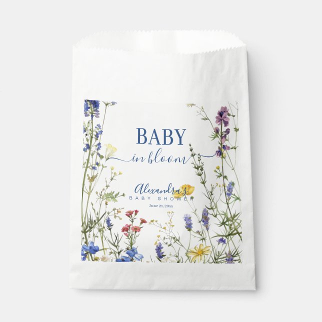 Spring Wildflowers Baby in Bloom Baby Shower Favour Bags (Front)