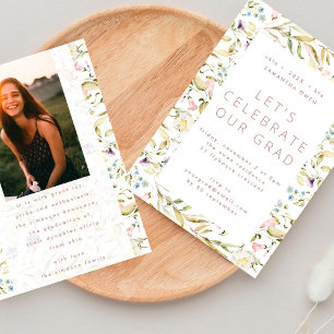 Spring Wildflowers Boho Photo University Grad Invitation