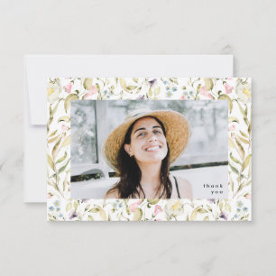 Spring Wildflowers Boho Photo University Grad Thank You Card