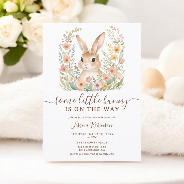  Spring Wildflowers Cute Bunny Easter Baby Shower  Invitation (Spring Wildflowers Cute Bunny Easter Baby Shower Invitation)