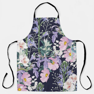 Spring Wildflowers: Dark Blue Vintage. Apron