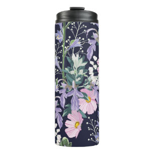 Spring Wildflowers: Dark Blue Vintage. Thermal Tumbler