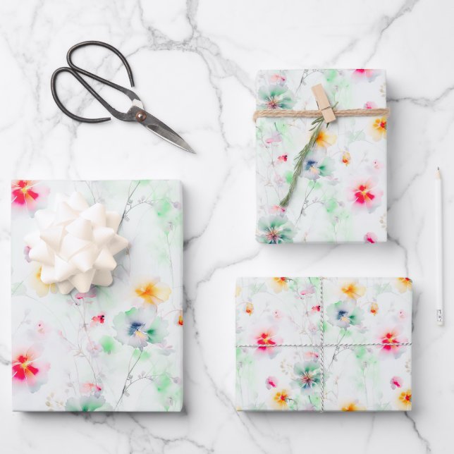 Spring Wildflowers Meadow Flower Garden Elegant Wrapping Paper Sheet (Front)