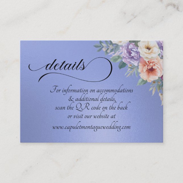 Spring Wildflowers, QR Code - Blue Enclosure Card (Front)