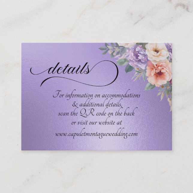 Spring Wildflowers, QR Code - Blue Lilac Enclosure Card (Front)