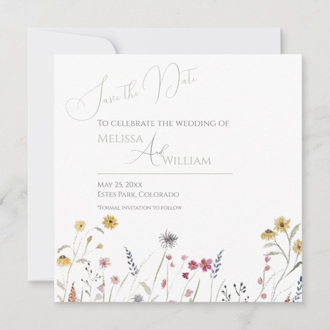 Spring Wildflowers Save The Date (Front)