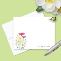 Spring Wildflowers Watercolor Floral Stationery