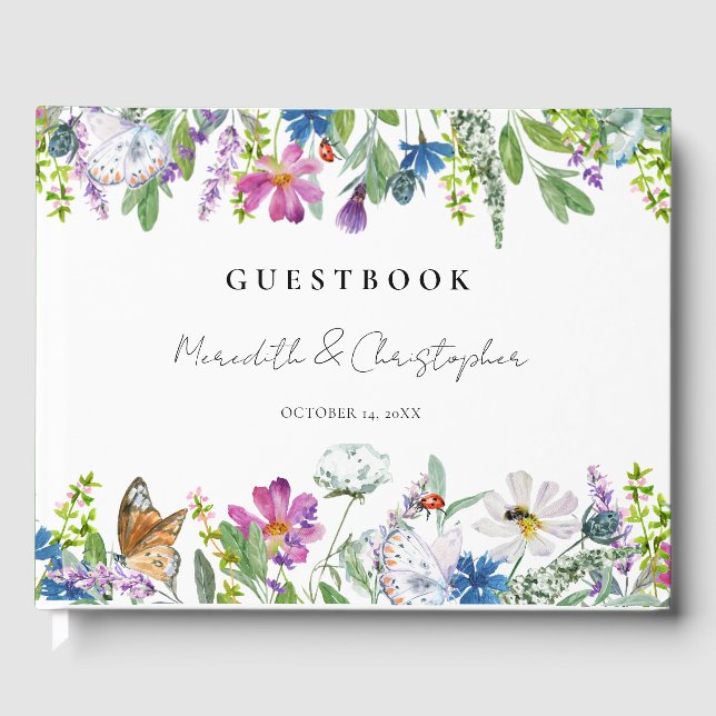Spring Wildflowers Wedding Guest Book (Front)