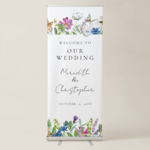Spring Wildflowers Welcome To Our Wedding Retractable Banner