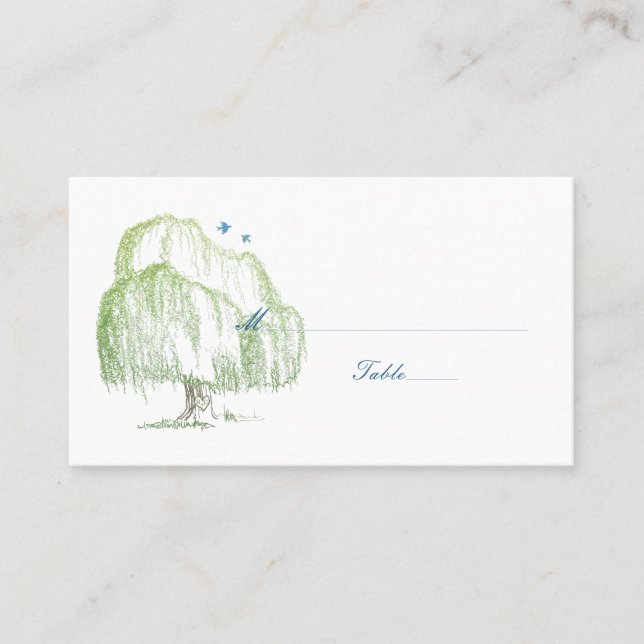Spring Willow Tree Wedding Place or Escort Cards (Front)