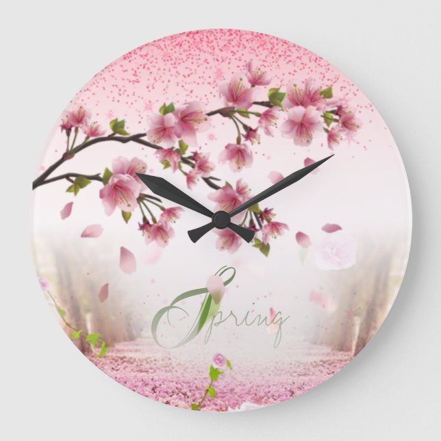 spring with roses and flowers large clock (Front)
