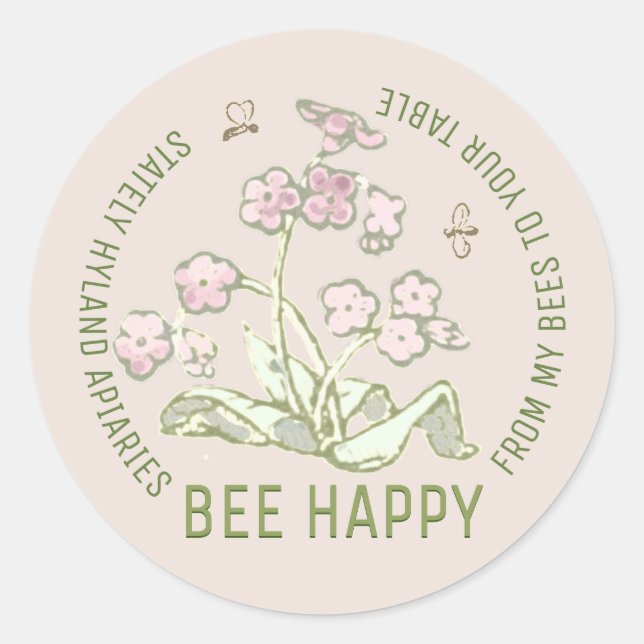 Spring with Wildflower and Honeybees Promotional C Classic Round Sticker (Front)