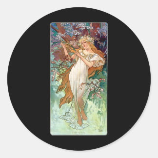Spring Woman Personified 1896 Alphonse Mucha Stick Classic Round Sticker