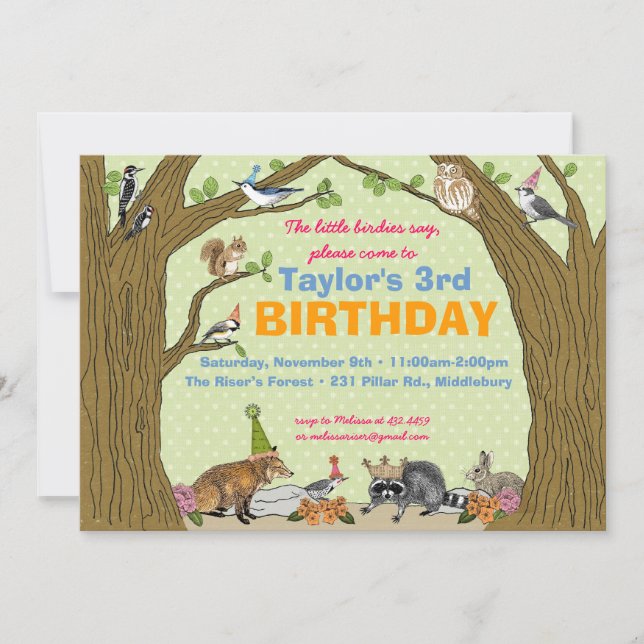 Spring Woodland Animal Party Invitation (Front)