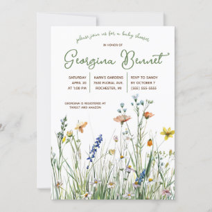 Spring Woodland Wildflowers Baby Shower Invitation