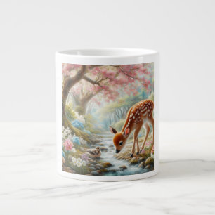 Spring woods with duck and fawn/deer large coffee mug