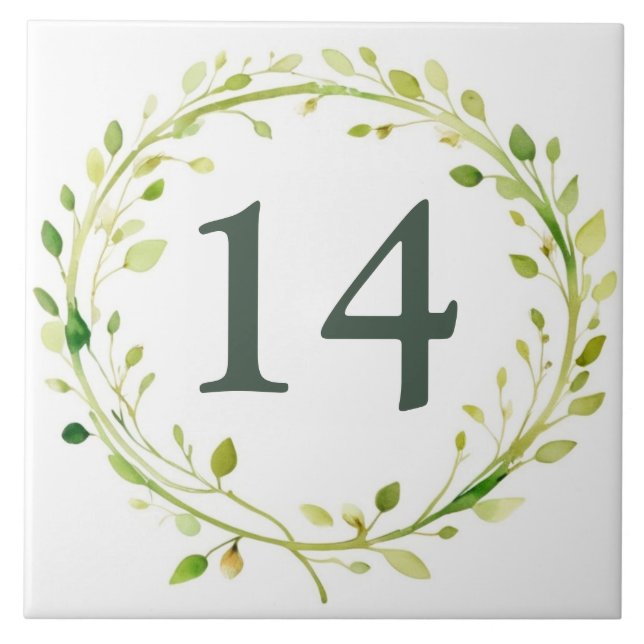 Spring Wreath Custom House Number Plate Sign Tile (Front)