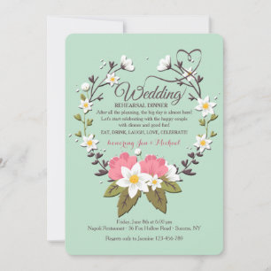 Spring Wreath Wedding Rehearsal Dinner Invitation