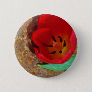 Spring yellow and Red Tulip 6 Cm Round Badge