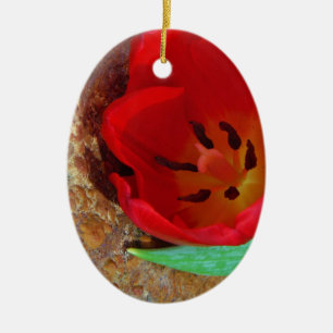 Spring yellow and Red Tulip Ceramic Tree Decoration