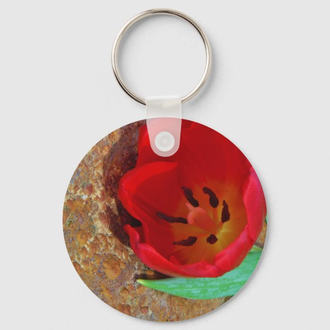 Spring yellow and Red Tulip Key Ring (Front)