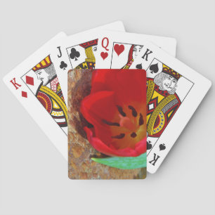 Spring yellow and Red Tulip Playing Cards