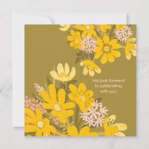 Spring yellow buttercup pink floral We’re Engaged Invitation