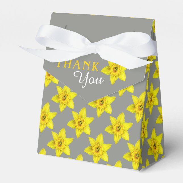 Spring yellow daffodils art thank you gift favour box (Front Side)