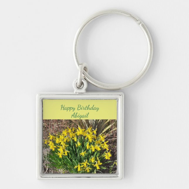 Spring Yellow Daffodils Birthday  Key Ring (Front)